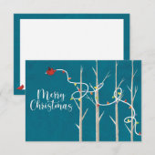 Correspondance Cardinal de Noël - Carte à note plate - Turquoise (Devant / Derrière)