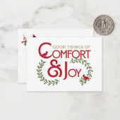 Correspondance Cardinal de Noël Confort et Carte Joy Flat Note (Devant/Arrière en situation)