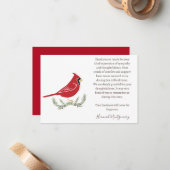 Correspondance Cardinal Funeral Photo Carte de remerciements, Sym (Devant/Arrière en situation)