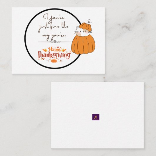 Correspondance Carte d'action de grâce à note plate (Devant / Derrière)