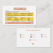 Correspondance Carte d'allergie aux huiles de semences (Devant / Derrière)