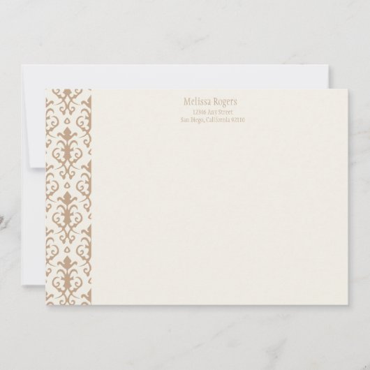 Correspondance Carte de billet Khaki Damask (Devant)