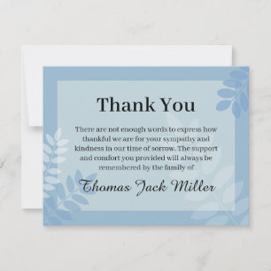 Correspondance Carte de condoléances bleue à feuilles à plat