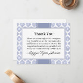 Correspondance Carte de condoléances bleue à plat (Devant/Arrière en situation)