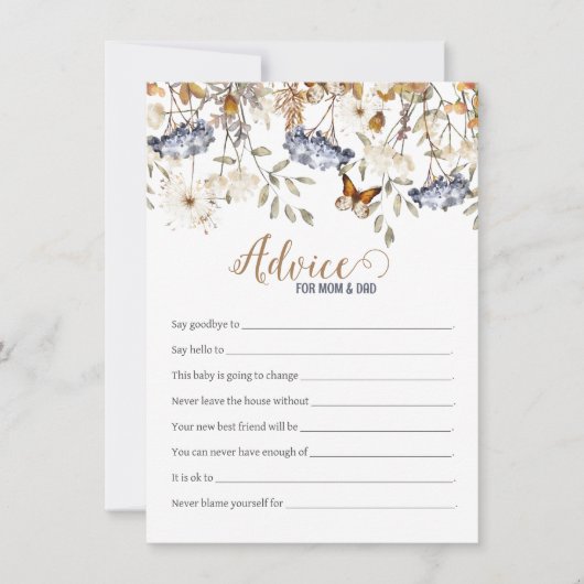 Correspondance Carte de conseil Baby shower Hydrangea Blue Waterc (Devant)