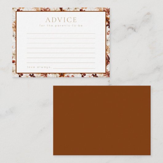 Correspondance Carte de conseil sur le Baby shower floral rustiqu (Devant / Derrière)