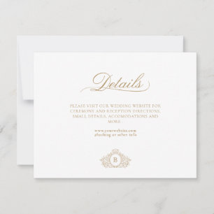 Correspondance Carte de détails Classic Luxe Gold et White Monogr