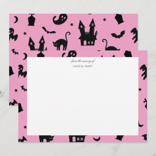 Correspondance Carte de félicitations bébé Halloween rose et noir
