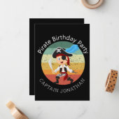 Correspondance Carte de fête pour garçon pirate (Devant/Arrière en situation)
