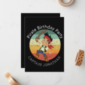 Correspondance Carte de fête pour garçon pirate (Devant/Arrière en situation)