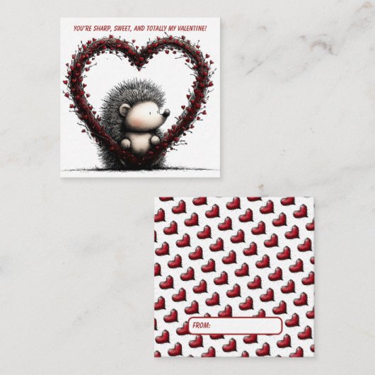 Correspondance Carte de la Saint-Valentin au hérisson fantaisiste (Devant / Derrière)