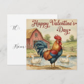 Correspondance Carte de la Saint-Valentin Coq Poule  (Devant / Derrière)