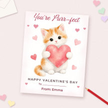 Carte de la Saint-Valentin de kitten à l'aquarelle