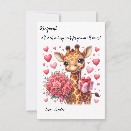 Correspondance Carte de la Saint-Valentin de la girafe de Cute (Devant)