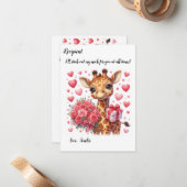 Correspondance Carte de la Saint-Valentin de la girafe de Cute (Devant/Arrière en situation)