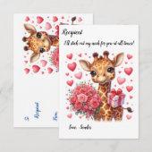 Correspondance Carte de la Saint-Valentin de la girafe de Cute (Devant / Derrière)