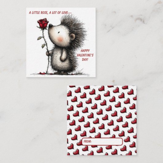 Correspondance Carte de la Saint-Valentin Hérisson Sucré  (Devant / Derrière)