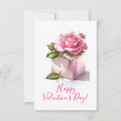 Correspondance Carte de la Saint-Valentin Rose rose dans une boît (Devant)