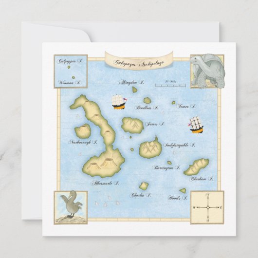 Correspondance Carte de l'archipel des Galapagos avec navires (Devant)