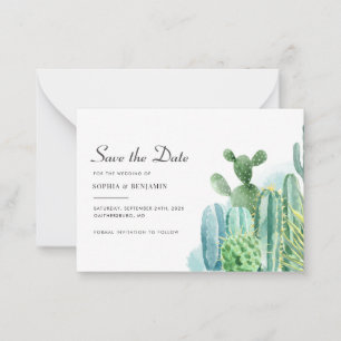 Correspondance Carte de mariage à l'aquarelle de cactus botanique