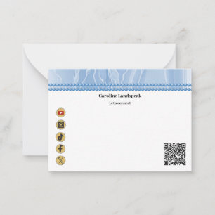 Correspondance Carte de médias sociaux moderne à code QR bleu per