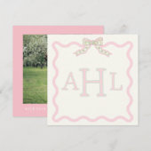 Correspondance Carte de message photo Coquette Monogramme (Devant / Derrière)