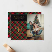 Correspondance Carte de Noël à carreaux rouges Wallace (Devant/Arrière en situation)