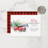 Correspondance Carte de Noël avec camionnette rouge rustique (Devant/Arrière en situation)