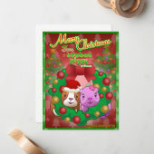 Correspondance Carte de Noël Booboo Piggy 2022 (Devant/Arrière en situation)