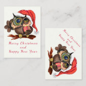 Correspondance Carte de Noël Chouette bébé avec cadeau (Devant / Derrière)