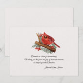 Correspondance Carte de Noël commémorative du Cardinal (Devant / Derrière)
