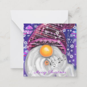 Correspondance Carte de Noël Gnome Musical en Chapeau Violet