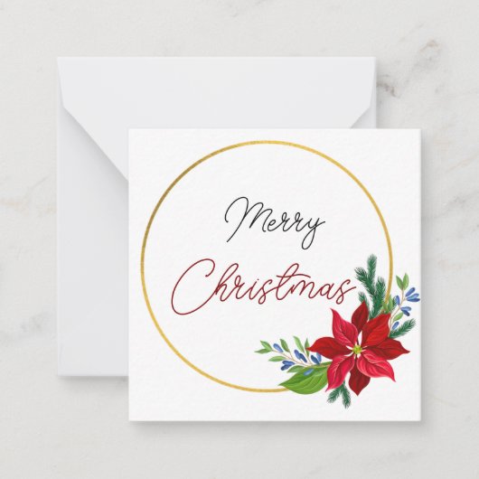 Correspondance Carte de Noël luxe fleurs rouges joyeuse (Devant)