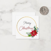 Correspondance Carte de Noël luxe fleurs rouges joyeuse (Devant/Arrière en situation)