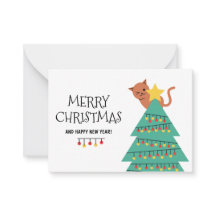 Carte de Noël personnalisée avec chat pour les fêt