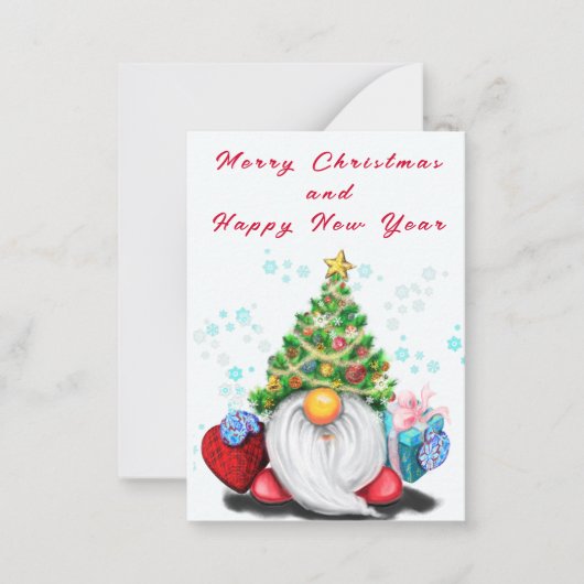 Correspondance Carte de Noël Petit Gnome avec cadeau (Devant)