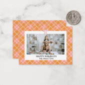 Correspondance Carte de Noël Pink Orange Plaid Bow (Devant/Arrière en situation)