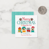 Correspondance Carte de Noël pour entreprise d'animaux Chien Chat (Devant/Arrière en situation)