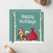 Correspondance Carte de Noël pour entreprise de garde d'animaux (Devant/Arrière en situation)