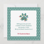 Correspondance Carte de Noël pour entreprise de garde d'animaux (Dos)