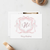 Correspondance Carte de Noël Preppy Ballet Monogram Photo (Devant/Arrière en situation)