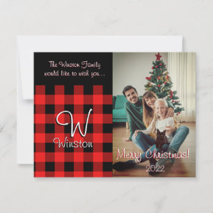 Correspondance Carte de Noël rouge Buffalo Check