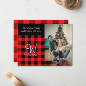 Correspondance Carte de Noël rouge Buffalo Check (Devant/Arrière en situation)