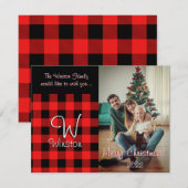 Correspondance Carte de Noël rouge Buffalo Check (Devant / Derrière)