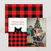 Correspondance Carte de Noël Sneaky Chat Buffalo Check Plaid (Devant / Derrière)