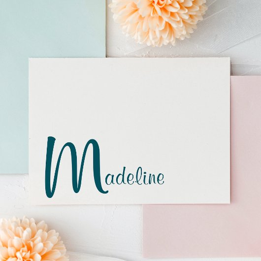 Correspondance Carte de nom à monogramme gras écriture Dark Teal