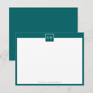 Correspondance Carte de note à bordure large simple Monogramme ve