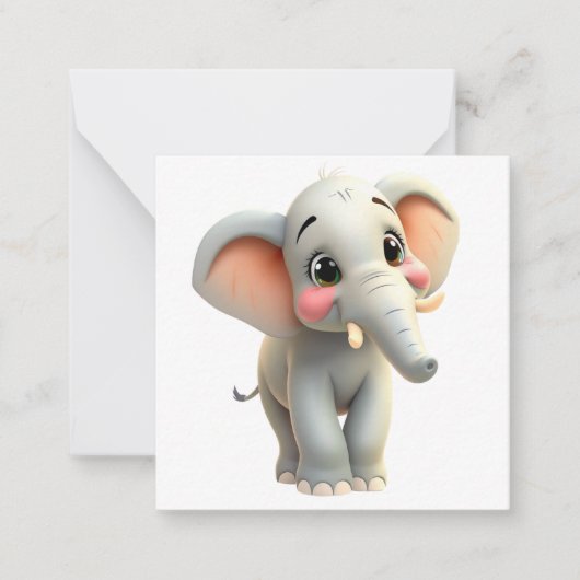 Correspondance Carte de note à l'éléphant mignonne (Devant)