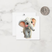 Correspondance Carte de note à l'éléphant mignonne (Devant/Arrière en situation)