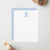 Correspondance Carte de note à monogramme et à rayures Prépa (Devant/Arrière en situation)
